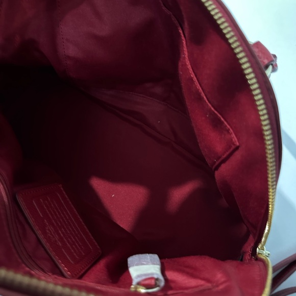 ❤️NWOT Coach Domed Cora Satchel with Crossbody Strap - Red with Brass Hardware - Picture 13 of 16